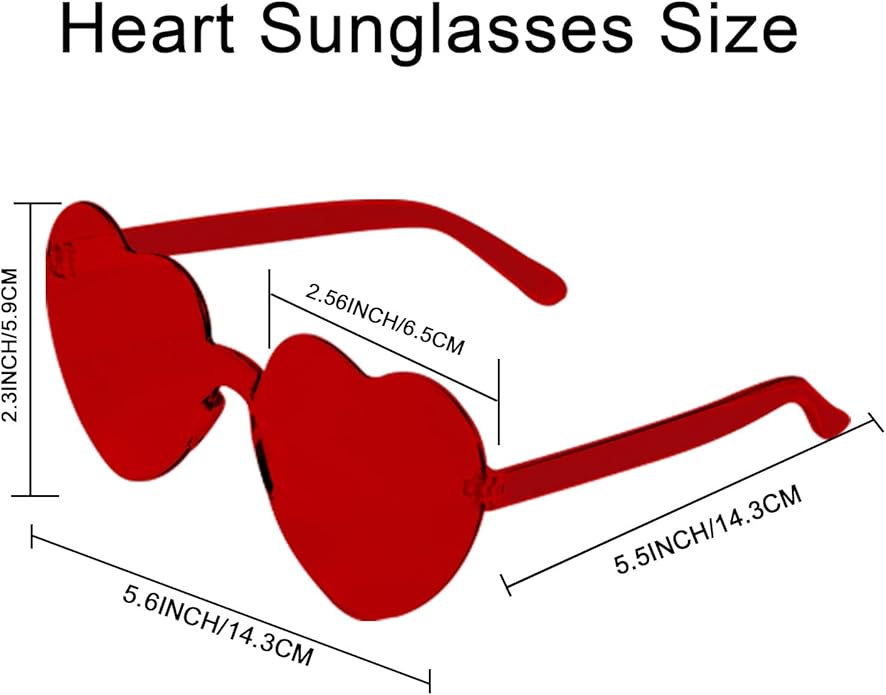 AEAHALY Heart Sunglasses for Women and Men Rimless Heart Shaped Sunglasses Bachelorette Bride Party Accessories