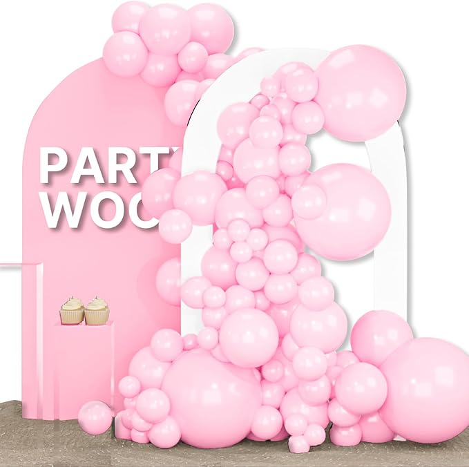 PartyWoo Baby Pink Balloons 155 pcs Different Sizes of 18 12 10 5 Inch Pastel Pale Light Pink Balloons Arch Kit Garland for Baby Shower Gender Reveal Birthday Princess Party Decorations Pink-Q05