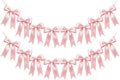 2 Strings of 16PCS Pink Bow Garlands Banner Decoration,Pre-Strung Satin Ribbon Ornaments for Birthday,Bachelorette Party,Bridal Shower, Wedding,Engagement,Baby Shower, Graduation Deco,Anniversary