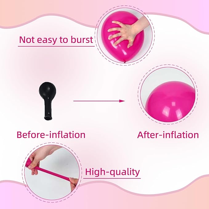 Pink Balloons Metallic Hot Pink Balloon,60Pcs 12Inch Chrome Light Pearl Pink Balloons for Princess Girl Birthday Gender Reveal Bridal Shower Valentine's Day Party Decorations