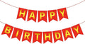Red Gold Happy Birthday Banner Sign Happy Birthday Bunting Banner Garland for Kids Girl Woman Birthday Tea Party Decorations Bunting Flag Birthday Party Supplies