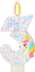 Birthday Candles - Number 3 Candle, Birthday Candles for Cake Topper, Unicorn Party Supplies, Cartoon Themed Party Favors