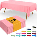 Smiry Disposable Table Cloth - 6 Pack, 54 x 108 Inch Waterproof Rectangle Tablecloths for Easter Party, Valentines & Mothers Day Decorations, Decorative Plastic Table Cover, Leakproof & Sturdy, Peach