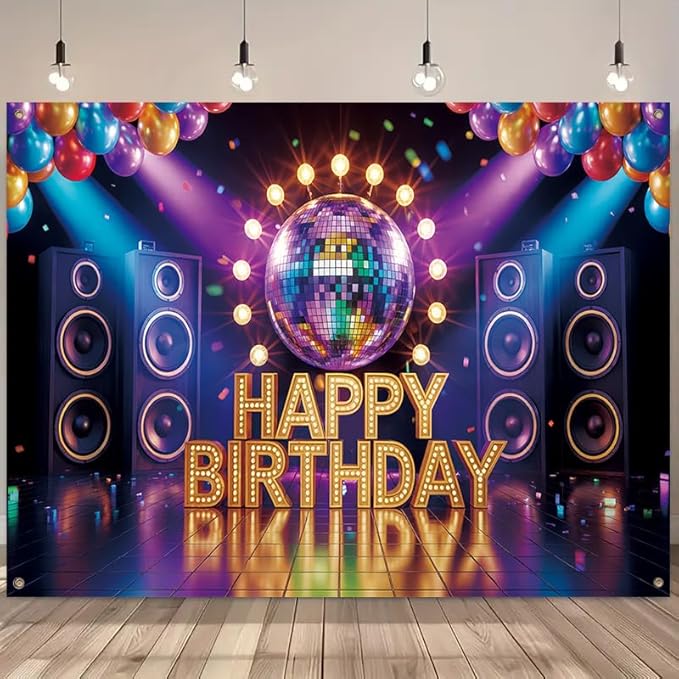 71x43 inch Birthday Party Porch Banner Large hanging decoration for indoor and outdoor use, made of reusable high-strength fabric with shiny letters and balloon design, suitable for terrace, deck, and backyard celebrations, easy to hang and store.