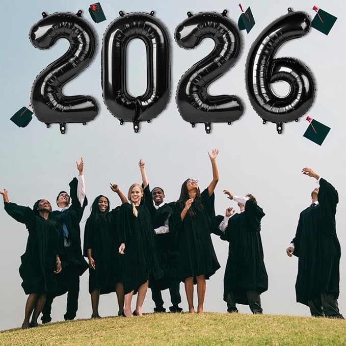 40 Inch Black Number Balloons, 2026 Number Balloons, New Years Decorations, 2026 Balloon for Graduation Happy New Year and 2 6 20 26 Birthday Parties