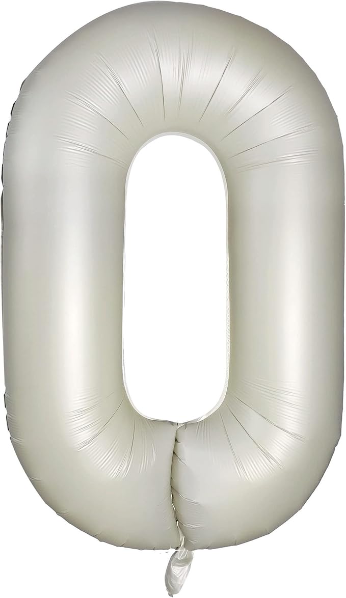 Number 0 Balloons White Sand Zero Balloon for 10 Birthday 40 Inches Cream White Large Numbers 20 Birthday Party Nude Ballons Beige 0 Digital Neutral Balloon Pearl White 0