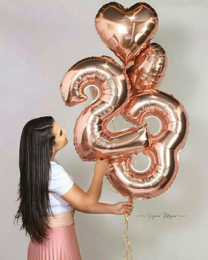 Numbers Balloon 40 Inch, 3 Year Old Birthday Decorations Girl, Rose Gold Number 3 Ballon for 3, 13, 23, 30 Celebration, Boy and Girl Birthday, Wedding, Anniversary Decor