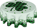 St Patricks Tablecloth Round 70 Inch Green Shamrock Tablecloth Buffalo Plaid Clover Table Cloth Farmhouse St Patrick's Day Tablecloth for Kitchen Holiday Picnic Party Dinner Room Outdoor Decor