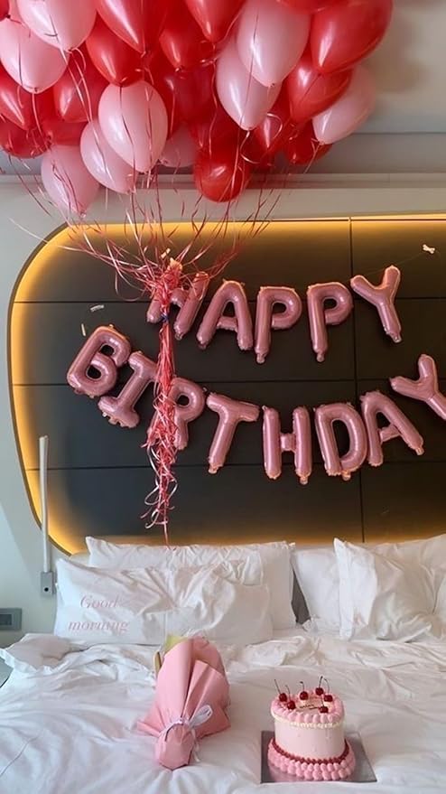 [26 Pcs] 16" Letter Pink Foil Balloons A-Z set, Mylar Aluminum Hanging Alphabet for Valentine's day Romance Mother's day Wedding Graduation Birthday Party Decorations New Year eve