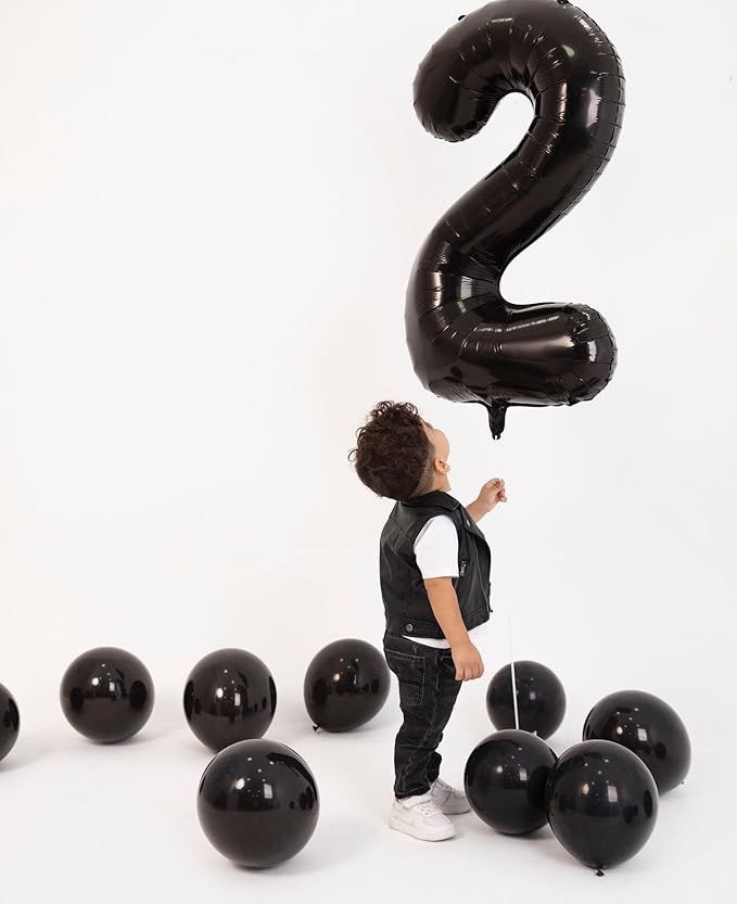 Black Number 4 Balloon 40 Inch, 4 Balloon Number, 4th Birthday Decorations, Black Party Supplies for Boys Girls