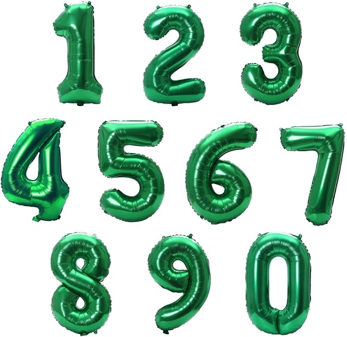 16 Inch Foil Mylar Number Balloons 0-9 for Party Decoration (Green)