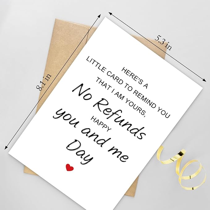 Funny Wedding Anniversary Card for Husband Wife, Sweet Valentine Card from Boyfriend Girlfriend, Happy Anniversary Card for Him Her, I'm Yours No Refunds Anniversary Card