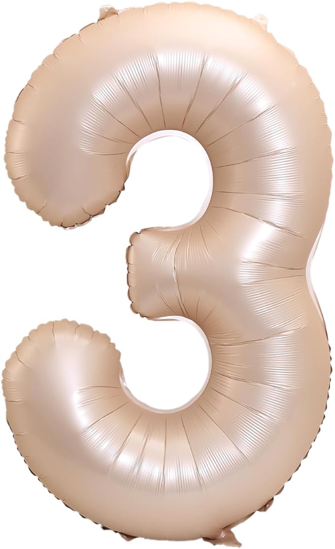 40 Inch Large Foil Helium Number Balloon Birthday Wedding Party 0-9 (Cream, 3)