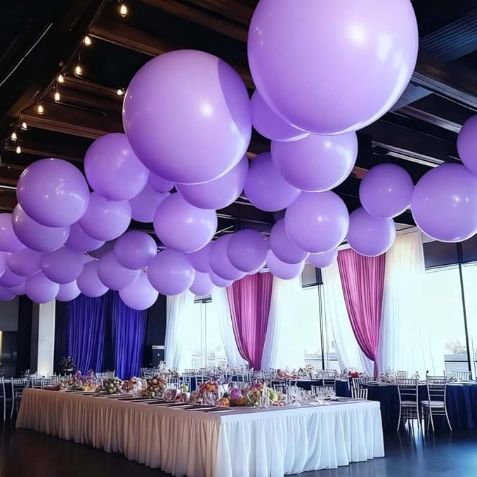 50 Pcs Giant Purple Latex Balloon Kit - Mixed Sizes 18", 24", 36" Ideal for Halloween, Easter, Weddings, Bridal Showers, Baby Showers & Events