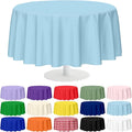 Mulbozy 12 Pack Light Blue Round Tablecloth, 84 Inches Plastic Table Cover, Premium Disposable Round Party Tablecloth for Restaurant Dinners, Wedding, Grad Party, Baby Shower, Outdoor Camping
