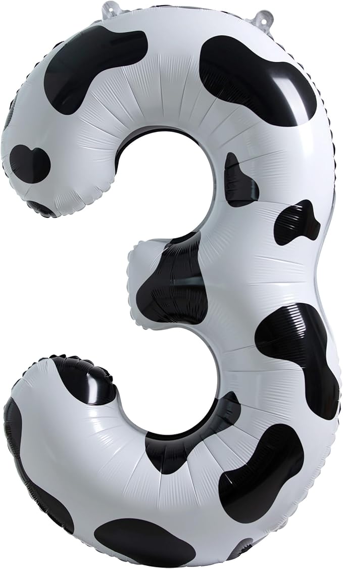 Cow Print Balloon Birthday Decorations Supplies,40 inch Number 3 Balloon | Cowgirl Theme Number Balloons for 3st Birthday Party | Farm Barn Decor for kids
