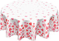 Valentine's Day Round Tablecloth 70 Inch Heart Pattern Circle Table Cloth Pink and White Table Cover Washable Polyester Indoor Decorations for Home Kitchen Dinning Party