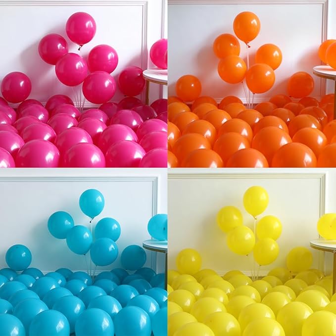 Tropical Hawaiian Party Decorations 155Pcs Luau Balloon Garland Arch Kit, Hot Pink Orange Yellow Pineapple Flamingo Balloons for Tropical Summer Beach Pool Birthday Coconut Party Supplies