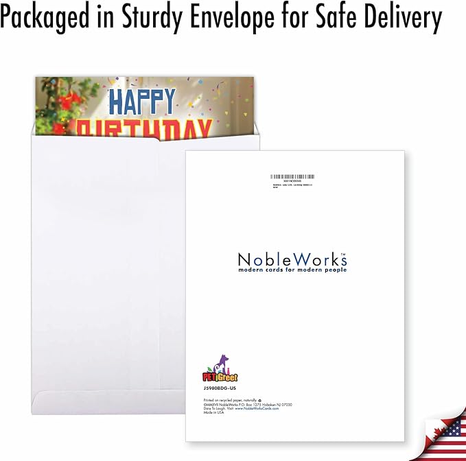 NobleWorks - Hilarious Happy Birthday Card with Envelope (8.5 x 11 Inch) - Funny Animal Greeting Card From All Of Us - From All Us Cats Birthday J5980BDG-US