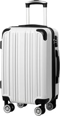 Coolife Luggage, Suitcase with Durable and Lightweight, Large Checked Luggage with PC+ABS Hardshell Expandable, Dual Spinner Wheels, TSA Lock, and YKK Zipper (white grid new, L(28in))