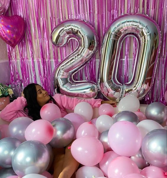 Silver Number 0 Balloon 40 Inch, 0 Balloon Number for 10th 20th 30th 40th 50th 60th Birthday Decorations, Silver Party Supplies