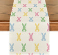 Artoid Mode Green Pink Bunny Rabbit Easter Table Runner, Spring Kitchen Dining Table Decoration for Home Party Decor 13x120 Inch