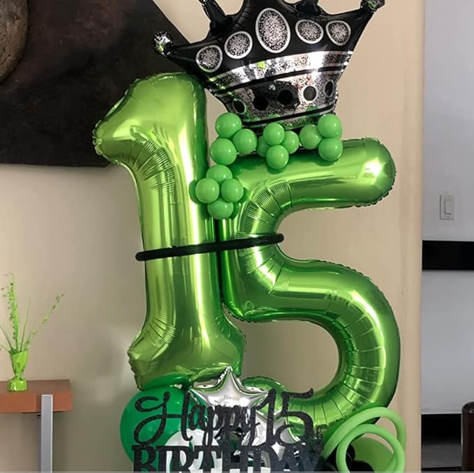 40 Inch Green Number Balloon 5, Large Number Foil Balloons Mylar for Girl Boy Birthday Party Celebration Decorations Supplies, Digital Balloons for Wedding Anniversary Events Decorations