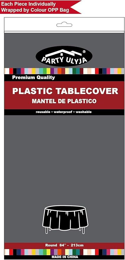Silver Plastic Tablecloths 2 Pack Galaxy Gray Disposable Table Covers 84 Inch Circle Bridal Shower Party Tablecovers PEVA Dark Grey Table Cloths for Picnic Birthday Wedding's 6 ft Round Table Use