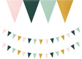 Sage Green Pink Gold Pennant Banner,2 Pack Paper Triangle Flags,Baby Bridal Shower Safari Birthday Tropical Jungle Party Decorations Wedding Bachelorette Engagement Bunting Lasting Surprise