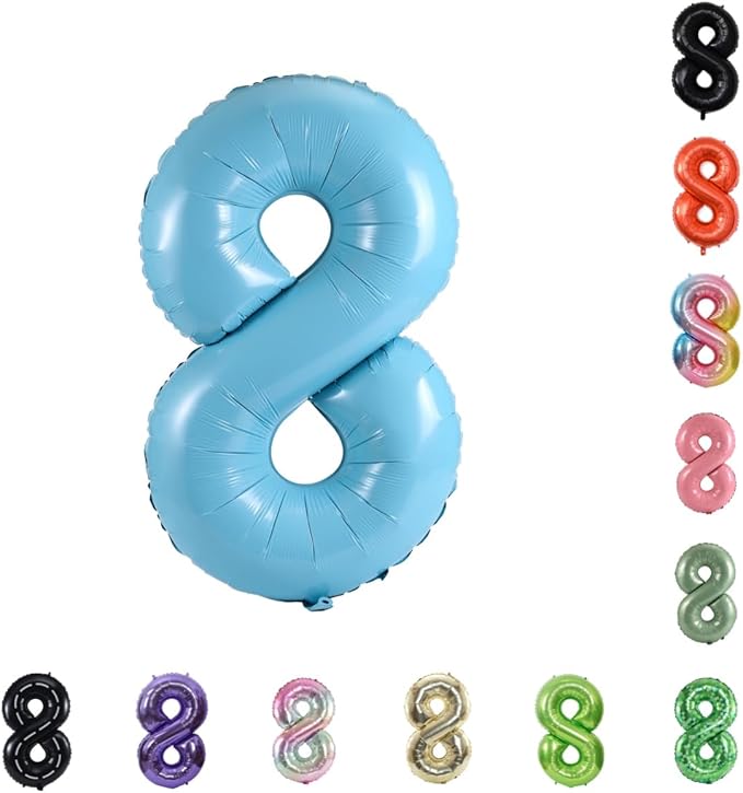 40 Inch Large Foil Helium Number Balloon Birthday Wedding Party 0-9 (Baby Blue, 8)
