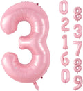 Biapian 40 Inch Pink 3 Balloon Number, Giant Light Pink 3 Foil Balloons Set, Pastel Pink Digital 3 Balloons Helium 3rd Birthday Balloons for Girls Women Princess 3 Year Old Birthday Party Decorations