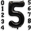 AULE 40 Inch Big Black 5 Balloon Number Large Foil Helium Number Balloons 0-9 Jumbo Giant Happy 5th Birthday Party Decorations for Boy or Girl Huge Mylar Anniversary Party Supplies