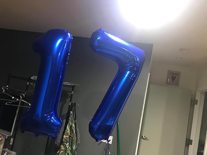 40 Inch Number 7 Balloon, Navy Blue Seven Birthday Decor, 7 17 27 70 Year Old Balloon Number for Engagement, Wedding, Graduations