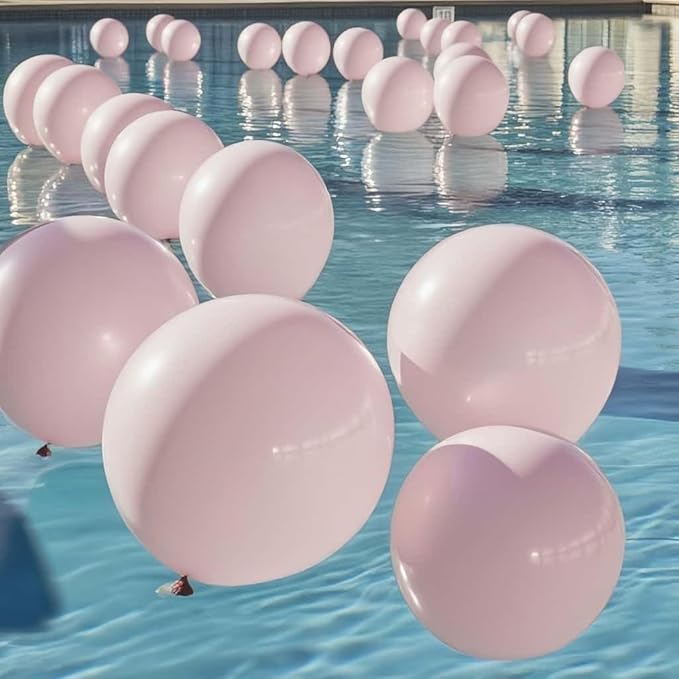 50 Pcs Light Pink Balloons Kit 18 24 36 Multi Sizes Macaron Pink Giant Balloon, Use for Pool Party Birthdays, Weddings, Events Party Decoration Supplies