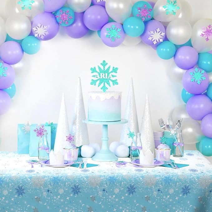4 PCS Blue White Plastic Snowflake Tablecloth(54x108 Inch) Frozen Birthday Winter Wonderland Decorations Disposable Table Cover Tablecloths for Christmas Holiday New Year Party Favors Supplies Decor