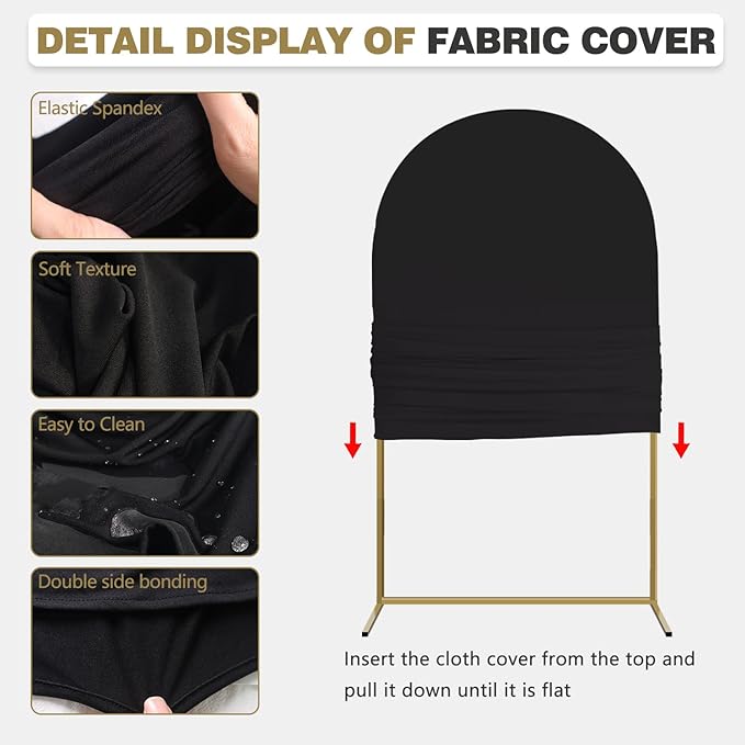 Arch Backdrop Stand and Cover Set, Metal Balloon Arch Backdrop 6ft, Gold Arched Stand Frame for Wedding, Parties,Birthday, Backdrop Decorations (Black,6ft)