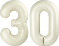 Number Balloons 30, 40 Inch Happy 30th Birthday Decoration for Her Him, Cream Foil Number Balloons for Celebration Engagement Memorial Day's Big Event Supplies