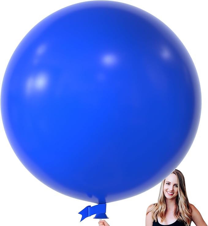 KALOR 36 Inch Giant Dark Blue Balloons, 6 Pack Large Round Dark Blue Latex Balloons for Anniversary, Birthday, Christmas, Wedding, Baby Shower Party Decorations