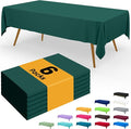 Smiry Disposable Table Cloth - 6 Pack, 54 x 108 Inch Waterproof Rectangle Tablecloths for Parties, Decorative Plastic Table Cover, Leakproof & Sturdy, Christmas Green
