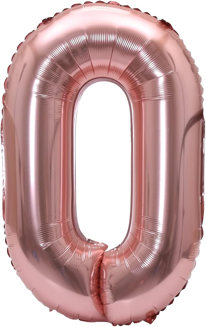 YPSelected 32 Inch Large Foil Helium Number Balloon Birthday Wedding Party 0-9 (Rose Gold, 0)