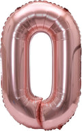 YPSelected 32 Inch Large Foil Helium Number Balloon Birthday Wedding Party 0-9 (Rose Gold, 0)