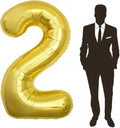 65 Inch Giant gold Foil Number Balloon,Old Children's Birthday Party Helium Balloon Wedding And Celebration Themed Party Decoration Supplies (2 Plus)