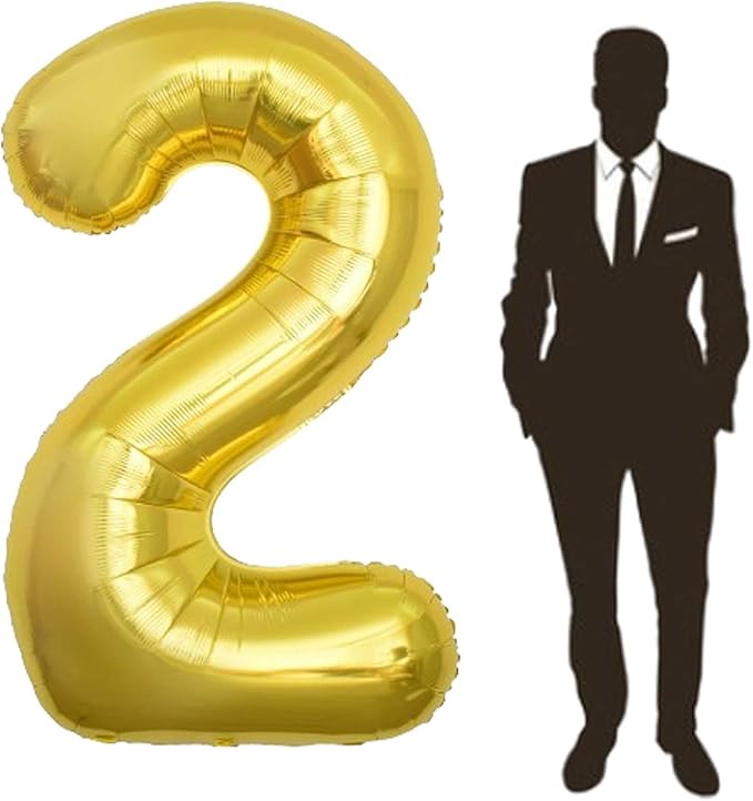 65 Inch Giant gold Foil Number Balloon,Old Children's Birthday Party Helium Balloon Wedding And Celebration Themed Party Decoration Supplies (2 Plus)