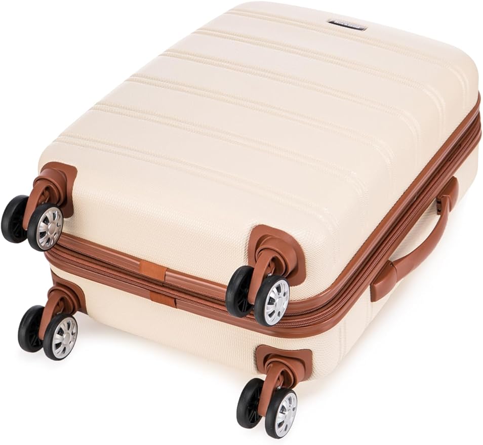 Rockland Melbourne Hardside 2 Piece Expandable Spinner Wheel Luggage Set, Carry-On 20" and Tote 14", White