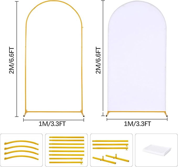 Vincidern 6.6FT Arch Backdrop Stand and Cover Set, Metal Arch Stand with White Cover for Wedding, Party, Baby Showers, Graduation, Birthday, Event Backdrop Decorations