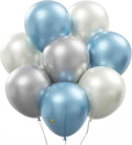 AFTERLOON® Biodegradable Balloons 24 pcs Pearlized White/Silver/Baby Blue 10 Inch Pearl Color, Pearlescent Thickened Extra Strong Natural Latex Helium Float, Colorful Bulk Color Globos Para De Kids