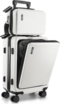 TRAVELARIM 20 Inch Carry On Luggage 22x14x9 Airline Approved, Carry On Suitcase with Wheels, Hard-shell Carry-on Luggage, Durable Luggage Carry On, White Small Suitcase with Cosmetic Carry On Bag