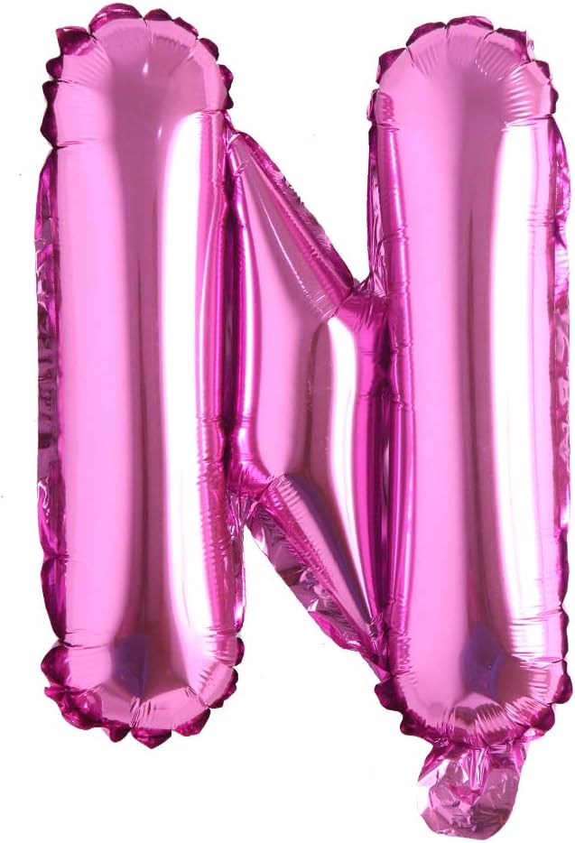 16" inch Single Rose Red Alphabet Letter number Balloons Aluminum Hanging Foil Film Balloon Wedding Birthday party decoration banner Air Mylar Balloons (16 inch Rose Red N)