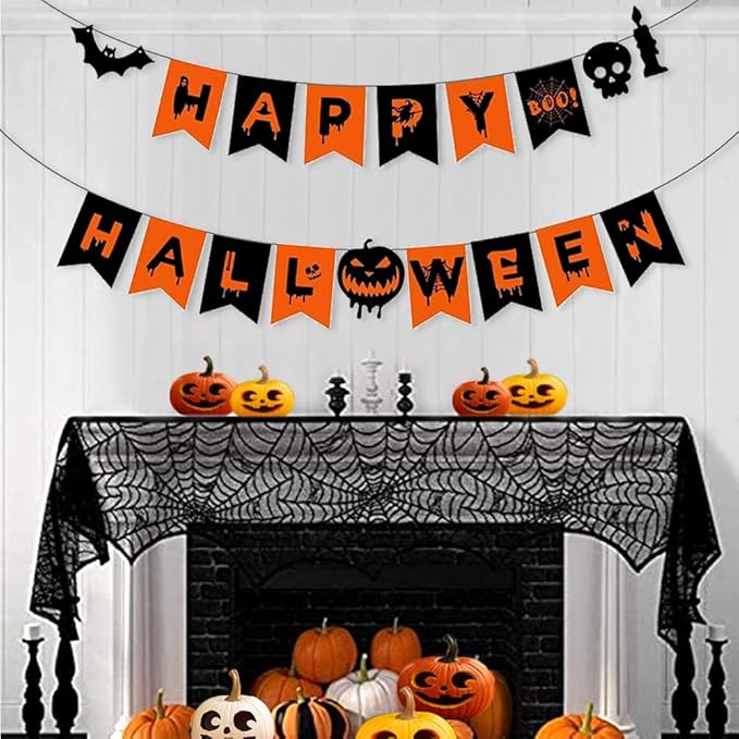 Happy Halloween Banner for Halloween outdoor Indoor Party Decorations Horror Birthday Party Decor Supplies for Home Yard Garage Front Wall Doo Decoration Banner