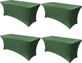 Obstal 6ft Stretch Spandex Table Cover - 4 Pack Universal Rectangular Fitted Tablecloth Protector for Wedding, Banquet and Party (Blackish Green, 72L x 30W x 30H Inches)